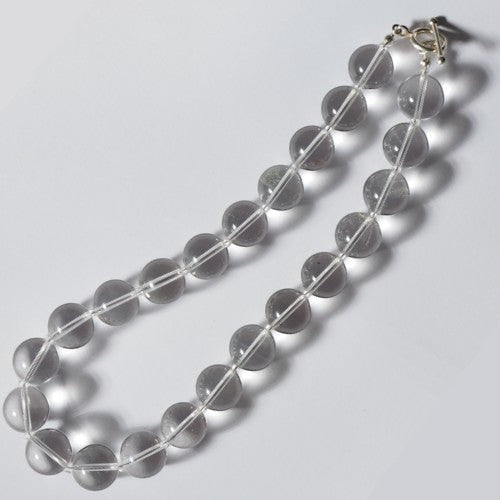 Each One The Bridget Necklace, clear quartz beads with sterling silver toggle clasp, 42cm length.