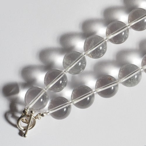 Each One Bridget Necklace with clear quartz beads and sterling silver toggle clasp, 42cm length.