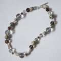 Each One Courtney Necklace with Smoky Quartz, Clear Quartz, Dalmatian Jasper and Pearls, Sterling Silver Toggle Clasp.