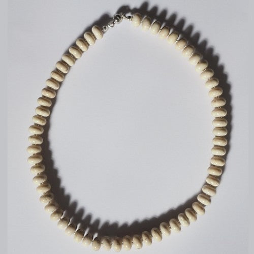 Each One Darcy Necklace, cream fossilised coral beads with magnetic clasp, approx. 50cm length.