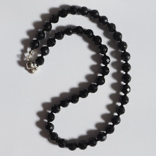 Each One The Grace Necklace, black onyx faceted beads with magnetic clasp, approx. 42cm length.