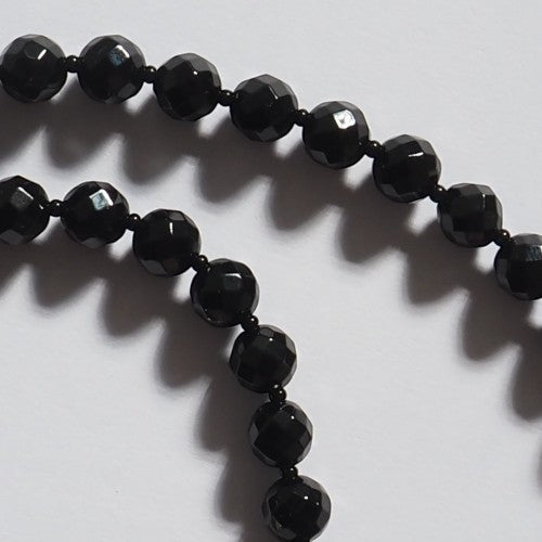 Each One The Grace Necklace, faceted black onyx beads with a magnetic clasp, approx. 42cm length.